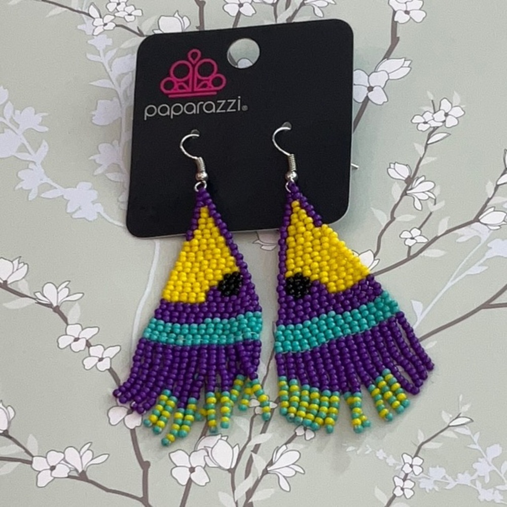 ❄️ Paparazzi | Purple and Yellow Beaded Earrings Bohemian Southwestern